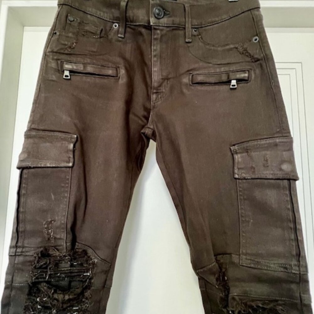 Hudson Colby Ankle Moto Skinny Cargo Pant, Size 28, Dark Green